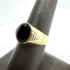 18K 750 Yellow Gold 4.61G Oval Onyx Signet Ring Sz: 7.5!
